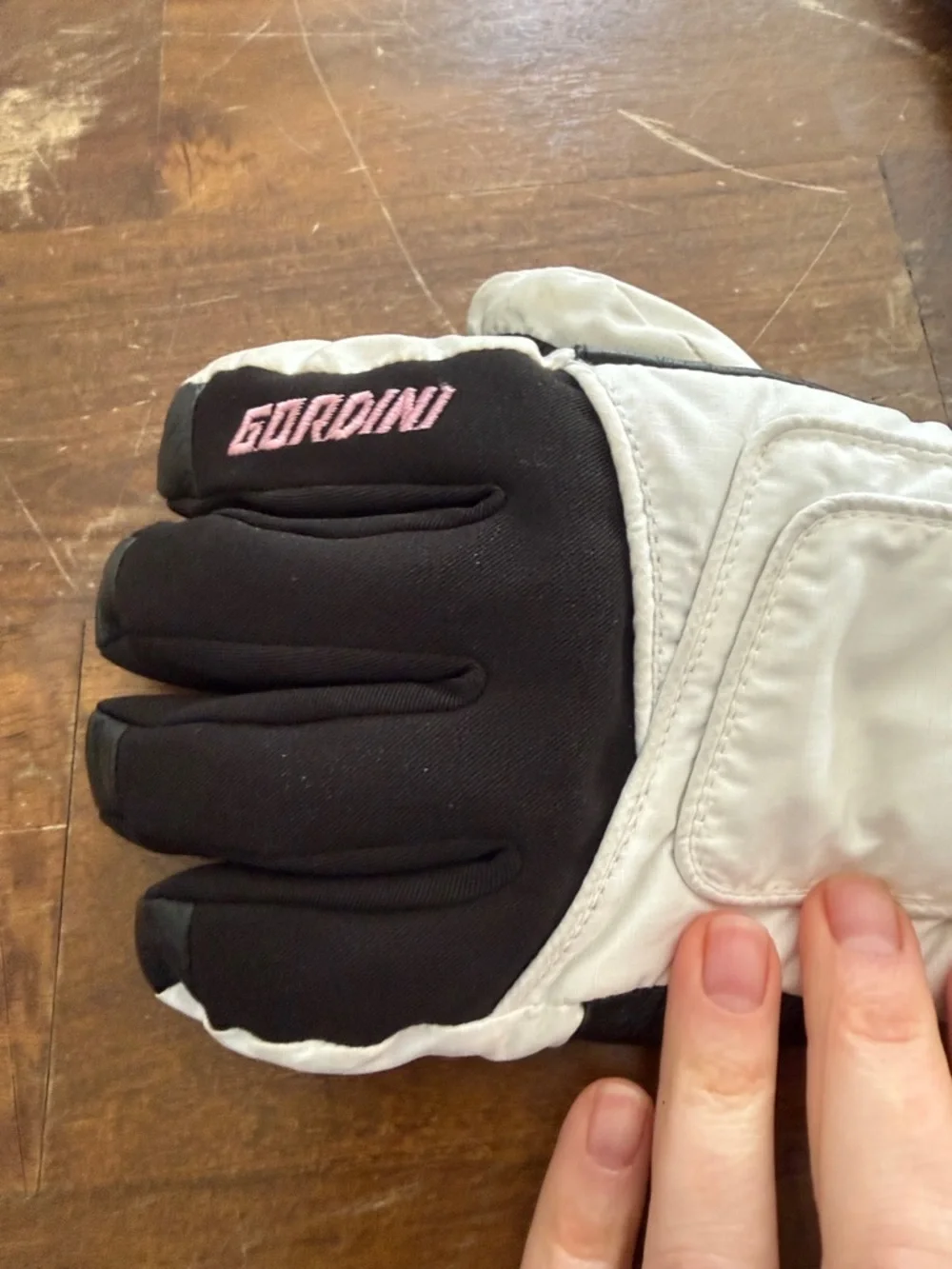 Kids White and Black Insulated Gloves- GORDINI size XL